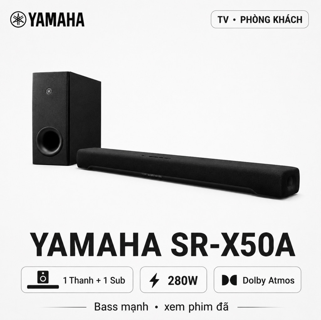 Loa soundbar Yamaha SR-X50A (280W, Bluetooth 5.0)