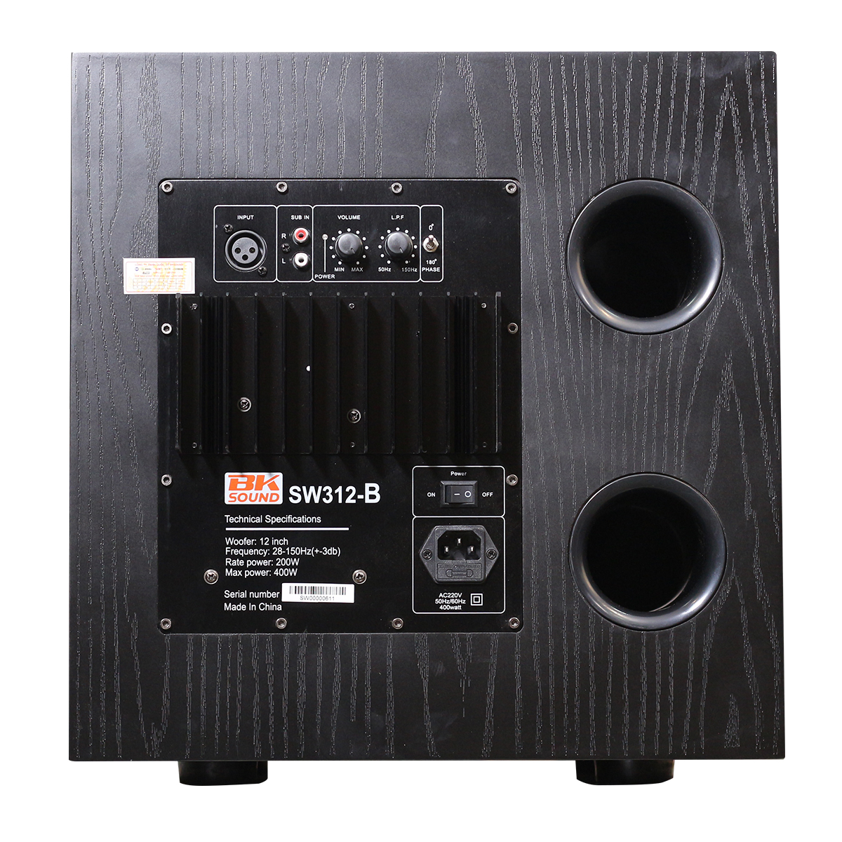 mặt sau Loa Sub Điện Bksound SW312B