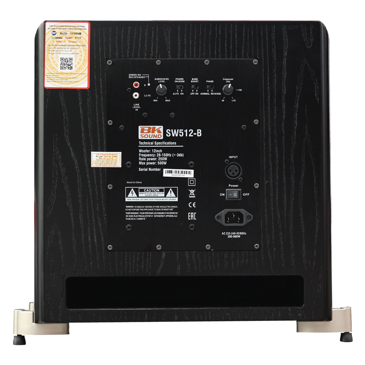 mặt sau Loa sub điện BKSound SW512B