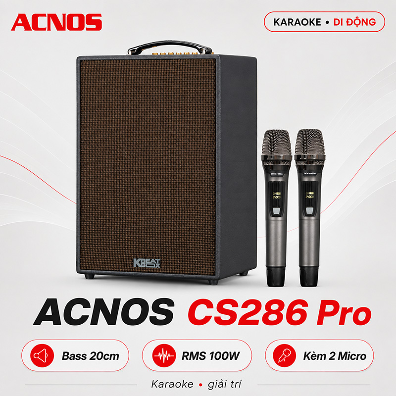 Loa xách tay Acnos CS286 Pro New 2026 (Kèm 2 Micro)