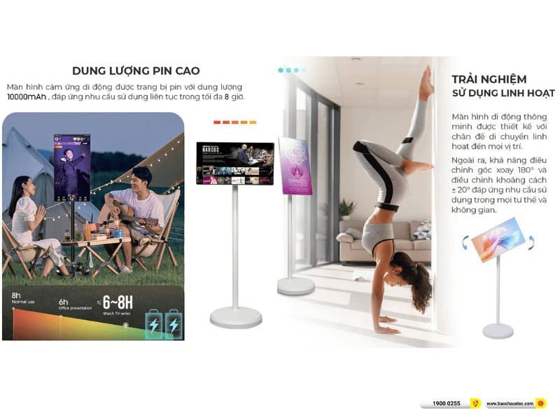 Minh họa sử dụng màn hình Himedia Home M27 bằng pin