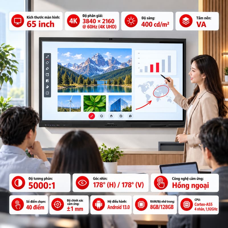 M&agrave;n h&igrave;nh tương t&aacute;c th&ocirc;ng minh Hikvision DS-D5B65RB/FL