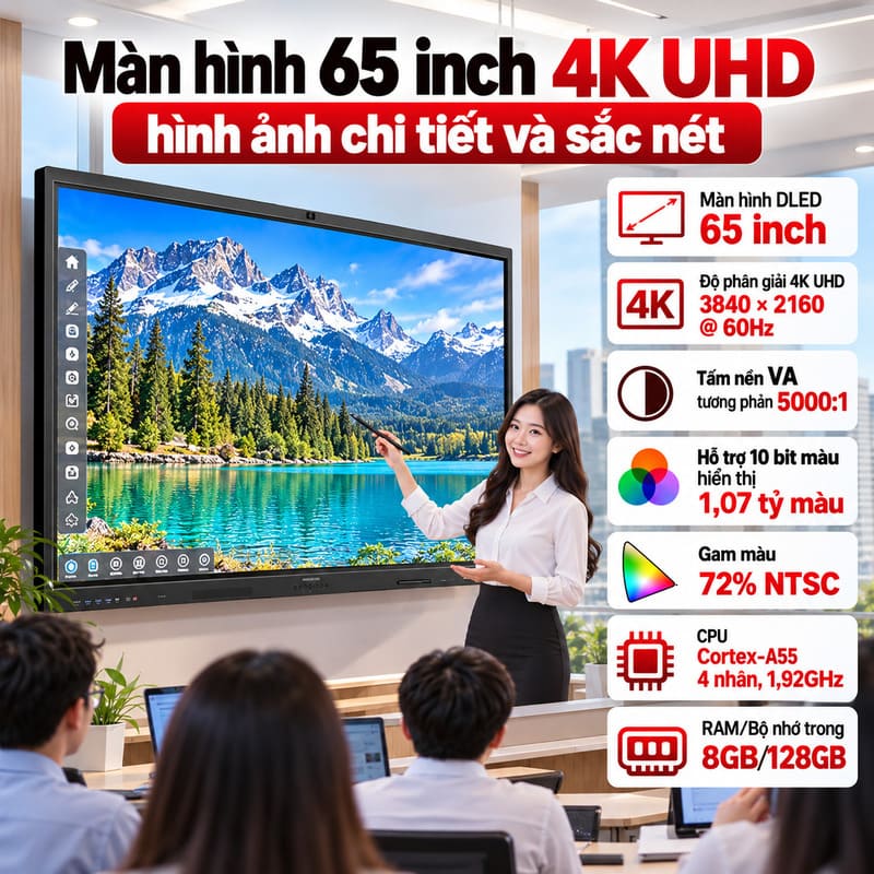 M&agrave;n h&igrave;nh tương t&aacute;c th&ocirc;ng minh Hikvision DS-D5B65RB/FL