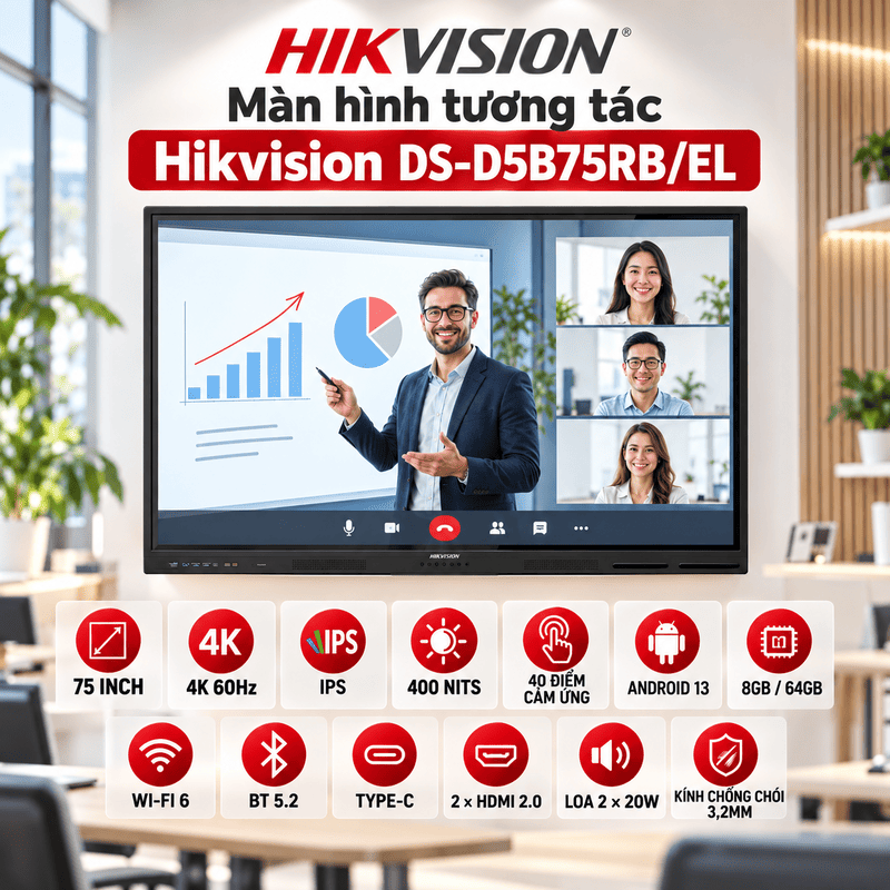 màn hình tương tác Hikvision DS-D5B75RB/EL