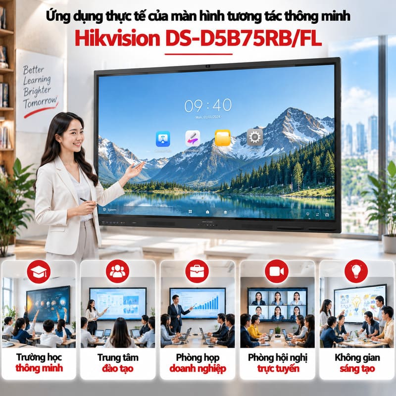 M&agrave;n h&igrave;nh tương t&aacute;c th&ocirc;ng minh Hikvision DS-D5B75RB/FL