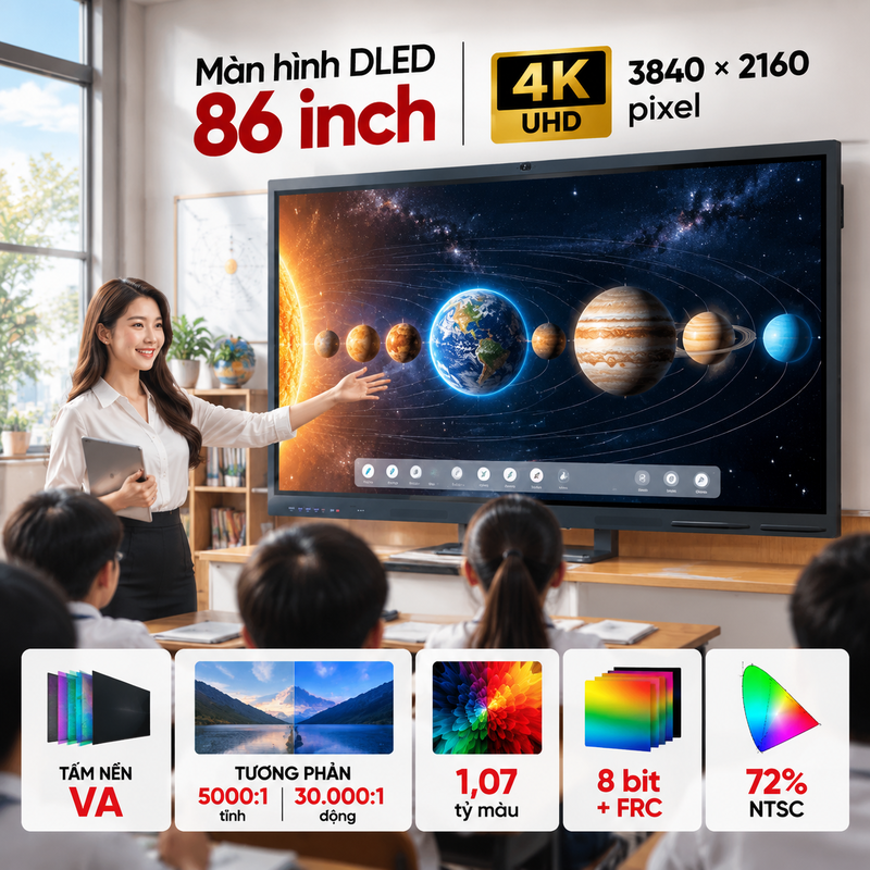M&agrave;n h&igrave;nh tương t&aacute;c Hikvision DS-D5B86RB/FL