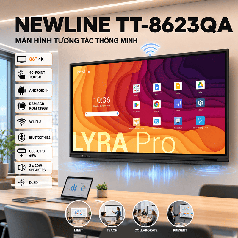 M&agrave;n h&igrave;nh tương t&aacute;c th&ocirc;ng minh Newline TT-8623QA