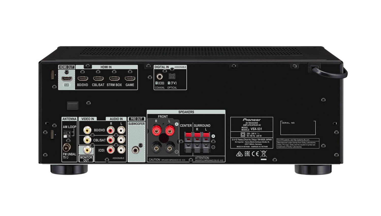 mặt sau Amply Pioneer VSX-531