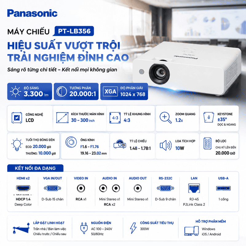 M&aacute;y chiếu Panasonic PT-LB356