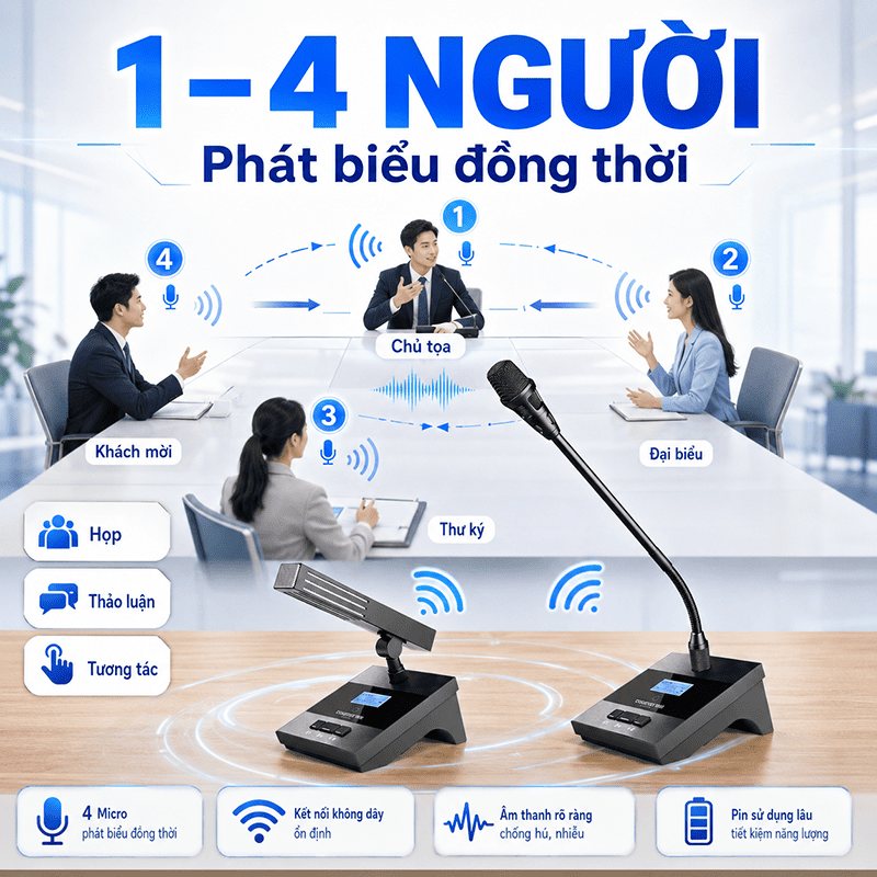 Hệ thống micro hội nghị kh&ocirc;ng d&acirc;y Takstar DG-U100
