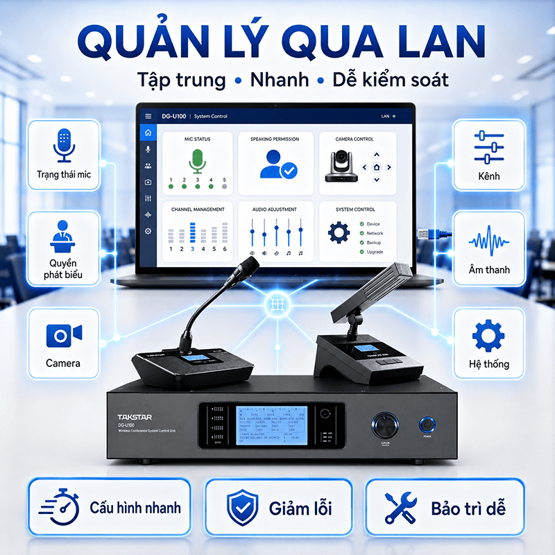 Hệ thống micro hội nghị kh&ocirc;ng d&acirc;y Takstar DG-U100
