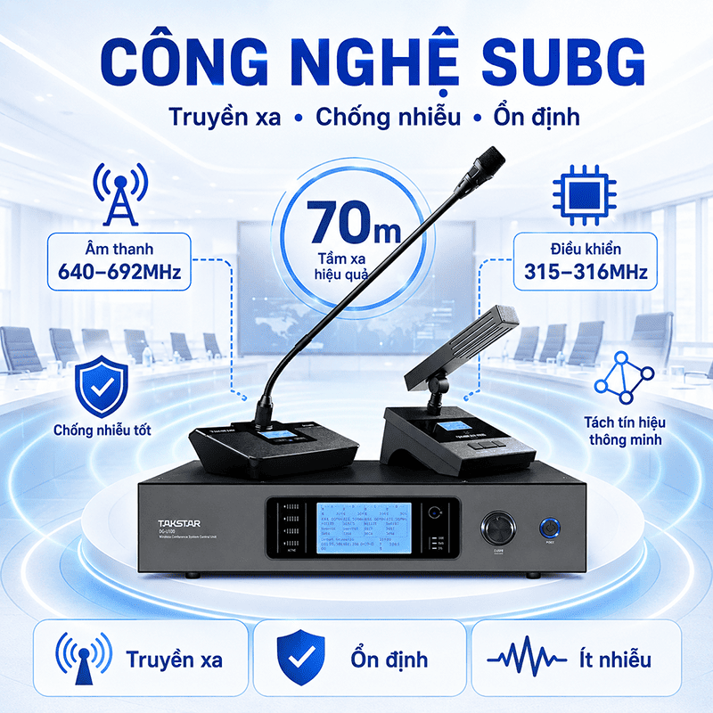 Hệ thống micro hội nghị kh&ocirc;ng d&acirc;y Takstar DG-U100