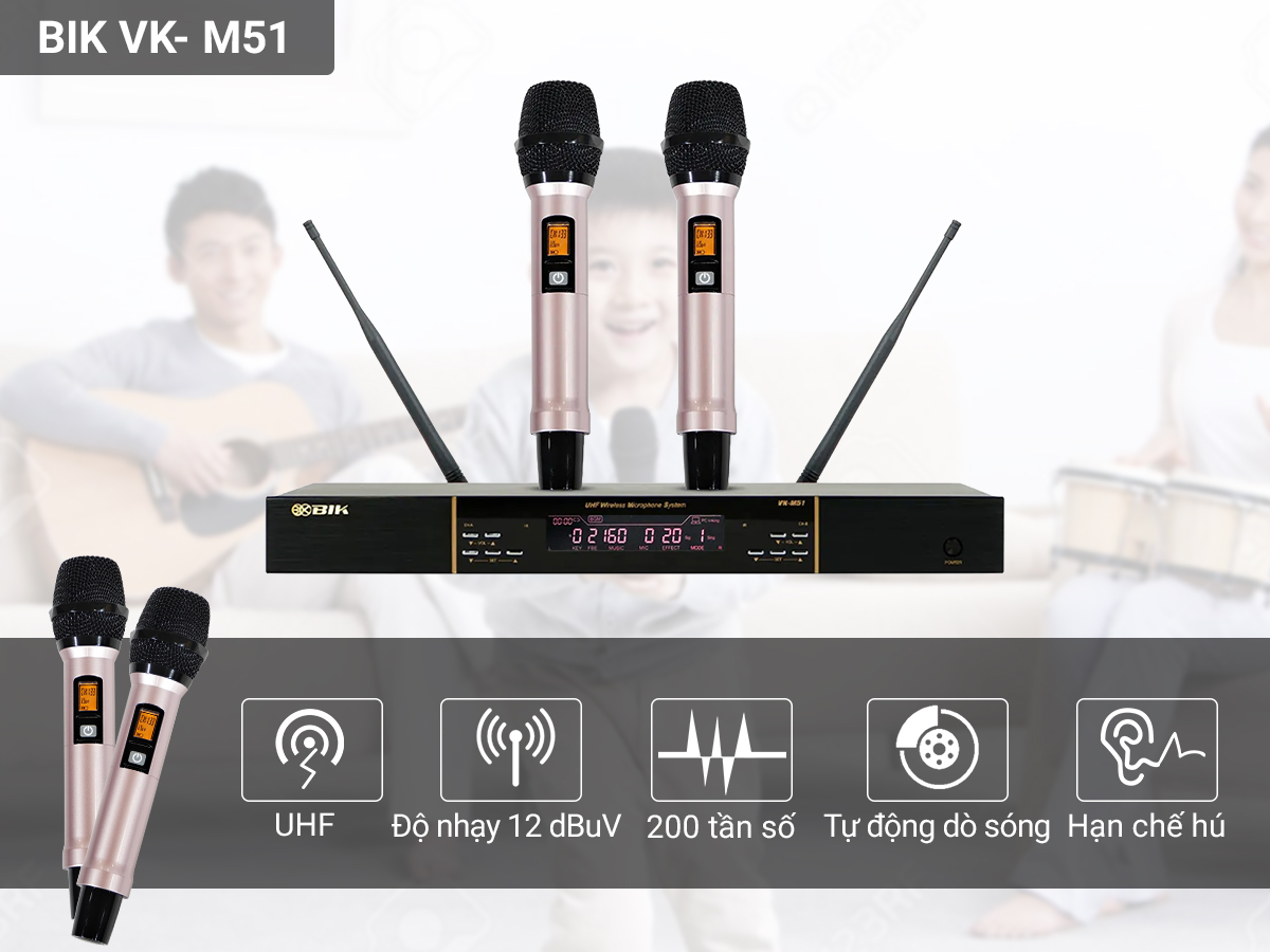 Micro kh&ocirc;ng d&acirc;y BIK VK- M51