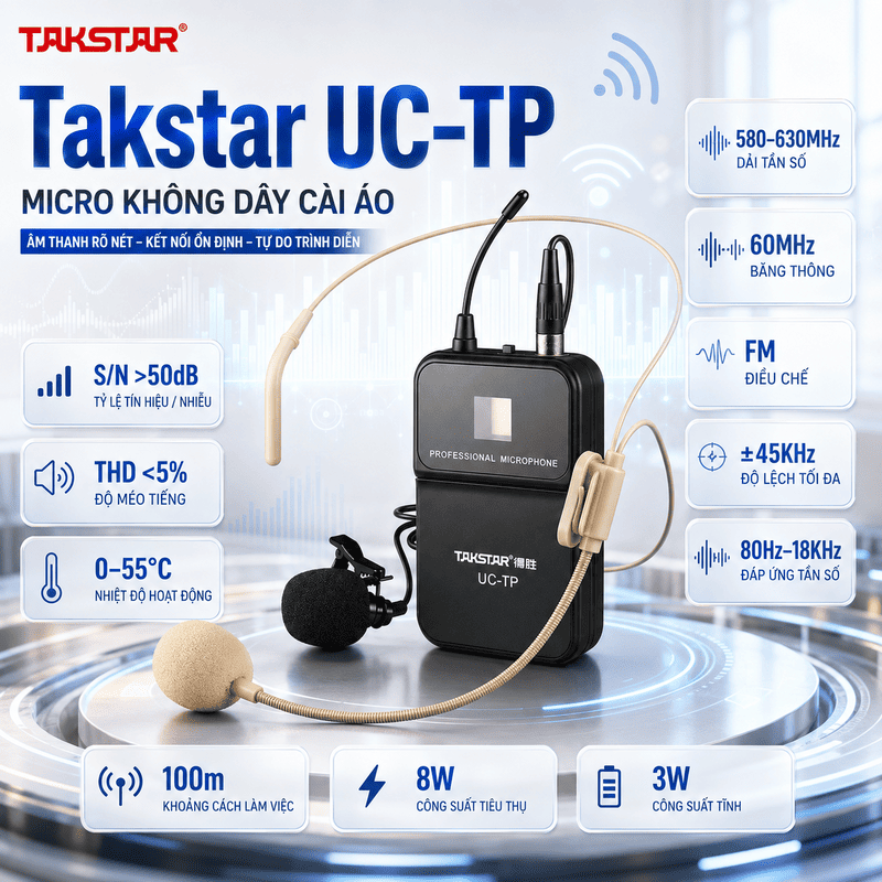 Micro kh&ocirc;ng d&acirc;y c&agrave;i &aacute;o Takstar UC-TP 