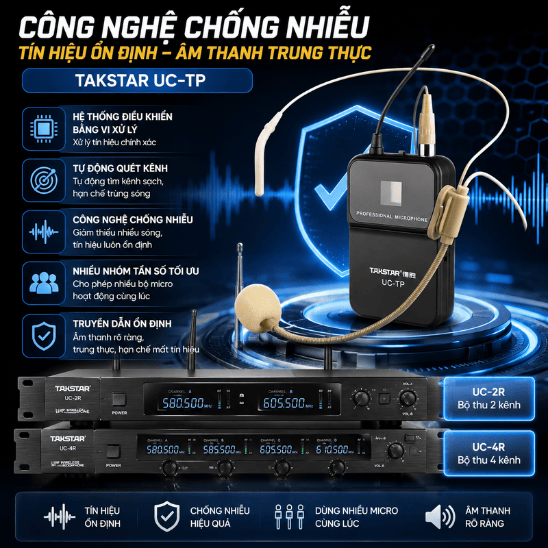 Micro kh&ocirc;ng d&acirc;y c&agrave;i &aacute;o Takstar UC-TP 
