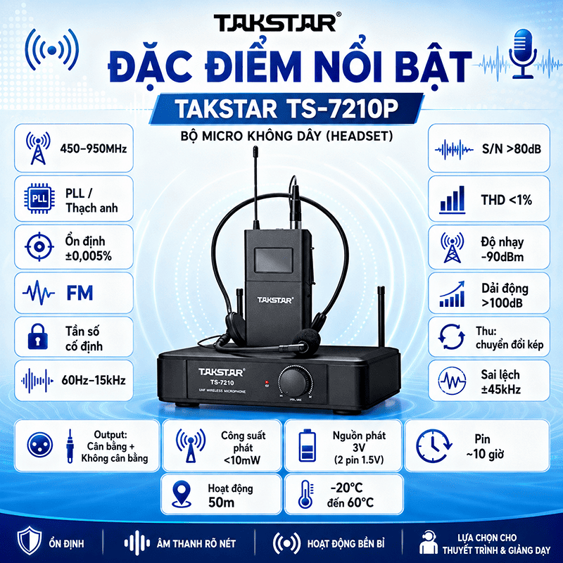 Micro kh&ocirc;ng d&acirc;y Takstar TS-7210P