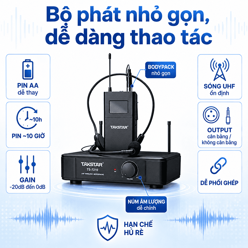 Micro kh&ocirc;ng d&acirc;y Takstar TS-7210P