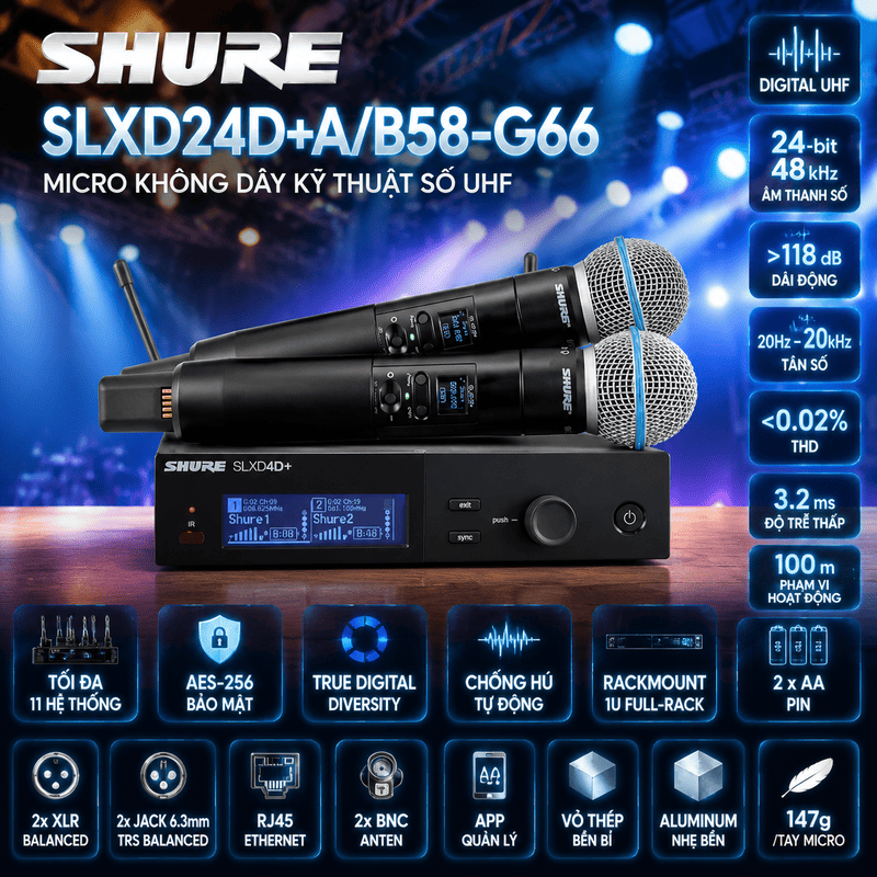 Micro Shure SLXD24D+A/B58-G66