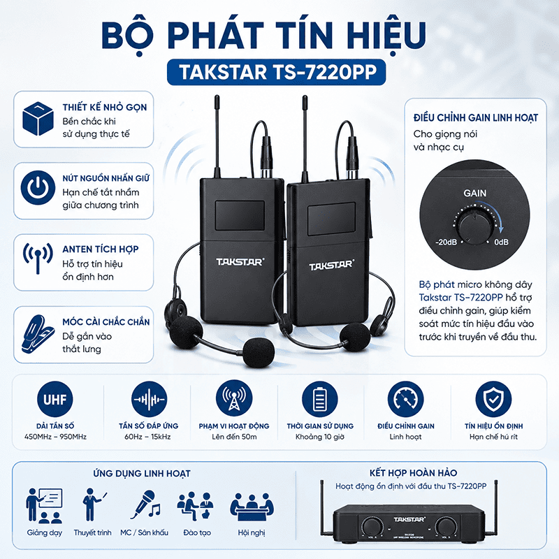 micro kh&ocirc;ng d&acirc;y Takstar TS-7220PP