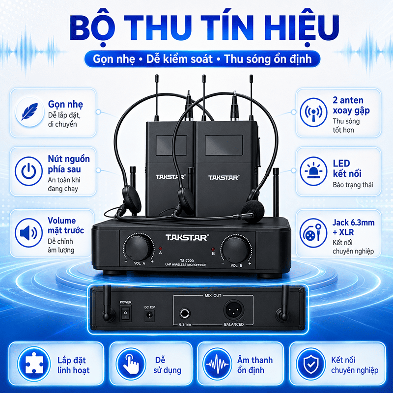 micro kh&ocirc;ng d&acirc;y Takstar TS-7220PP