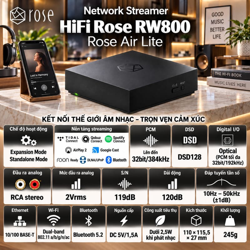 Network Streamer HiFi Rose RW800 Rose Air Lite