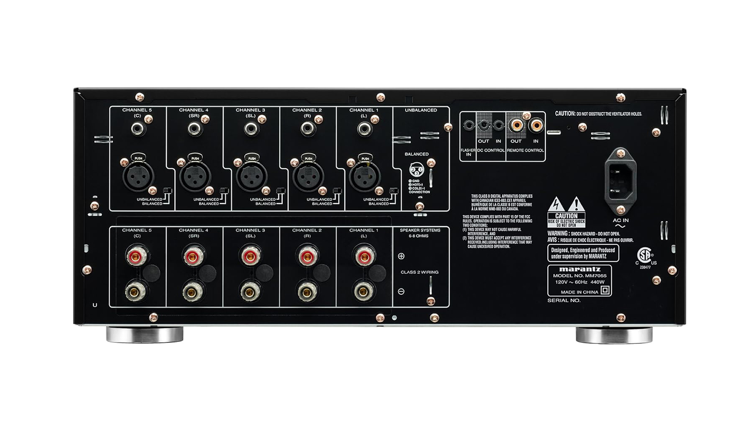 mặt sau Power ampli Marantz MM7055