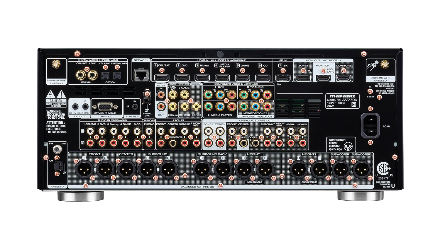 mặt sau Pre Amply Marantz AV7706
