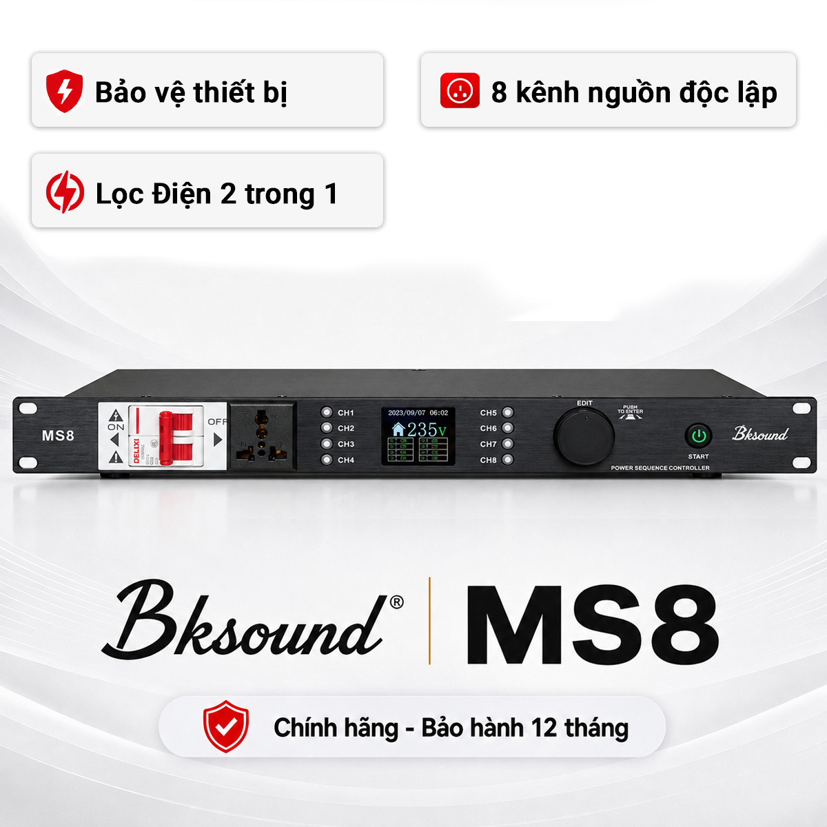 Quản lý nguồn Bksound MS8 Có Lọc Điện 2 trong 1