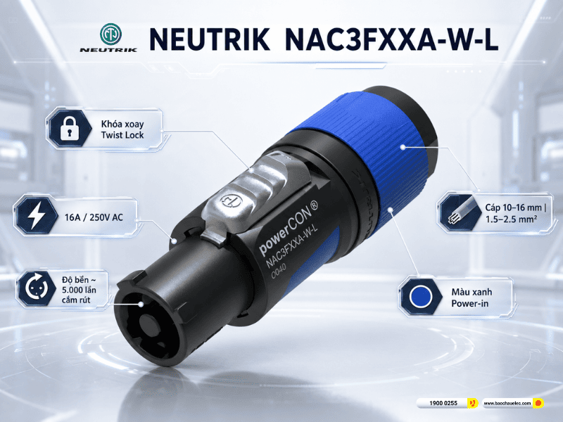 Rắc nguồn NEUTRIK NAC3FXXA-W-L