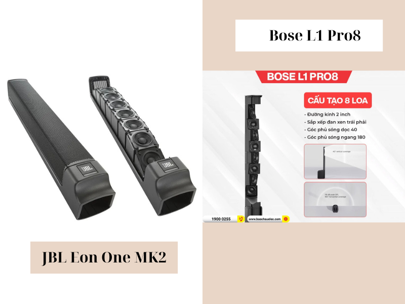So S&aacute;nh Chi Tiết Loa JBL Eon One MK2 Với Loa Bose L1 Pro 8