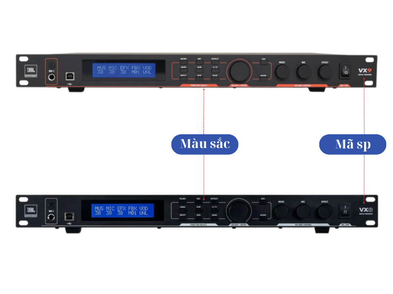 So s&aacute;nh Vang số JBL VX9 với Vang số JBL VX8 Chi Tiết Nhất