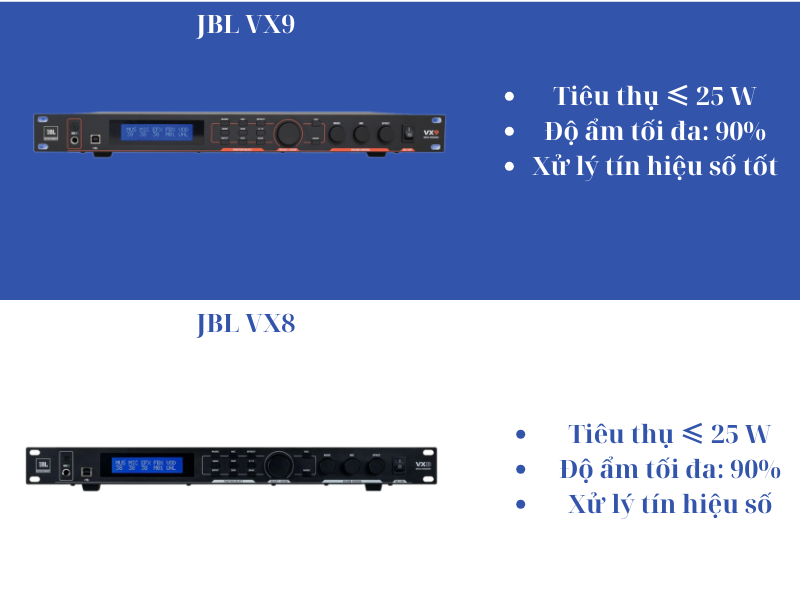 So s&aacute;nh Vang số JBL VX9 với Vang số JBL VX8 Chi Tiết Nhất