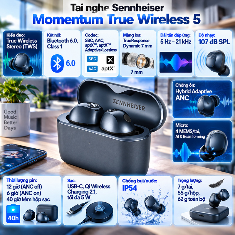 tai nghe Sennheiser Momentum True Wireless 5
