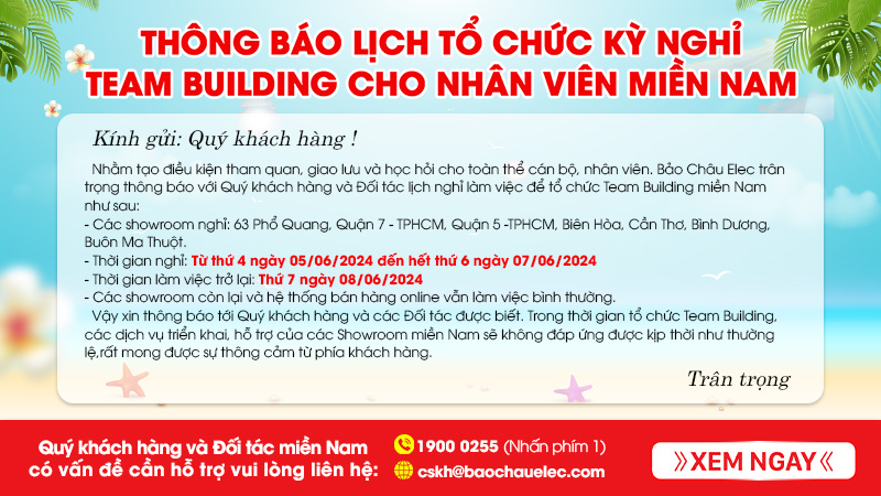 Thông báo lịch tổ chức Team Building cho nhân viên Bảo Châu Elec Miền Nam năm 2024