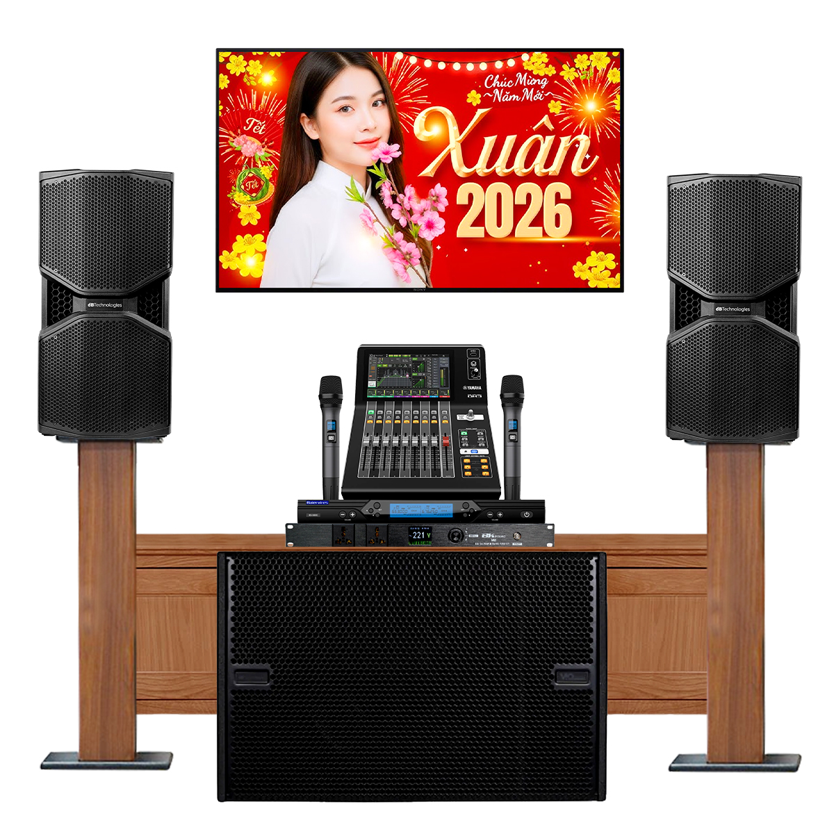 Dàn karaoke gia đình cao cấp dBTechnologies 09 (Opera Reevo 210, Yamaha DM3, Baiervires 9800, VIO S115, Bksound M8)