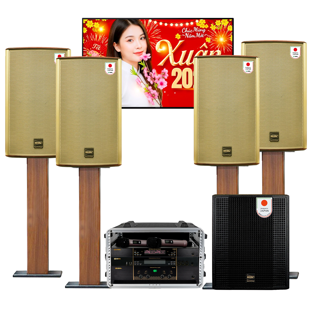 Dàn karaoke gia đình đồng bộ BIK cao cấp 03 (BIK BK-G12, BIK VK-A54, BIK VK-R51, BIK BBK-W55A, BIK VK- M51)