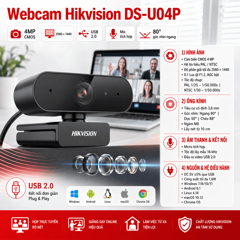 Webcam Hikvision DS-U04P