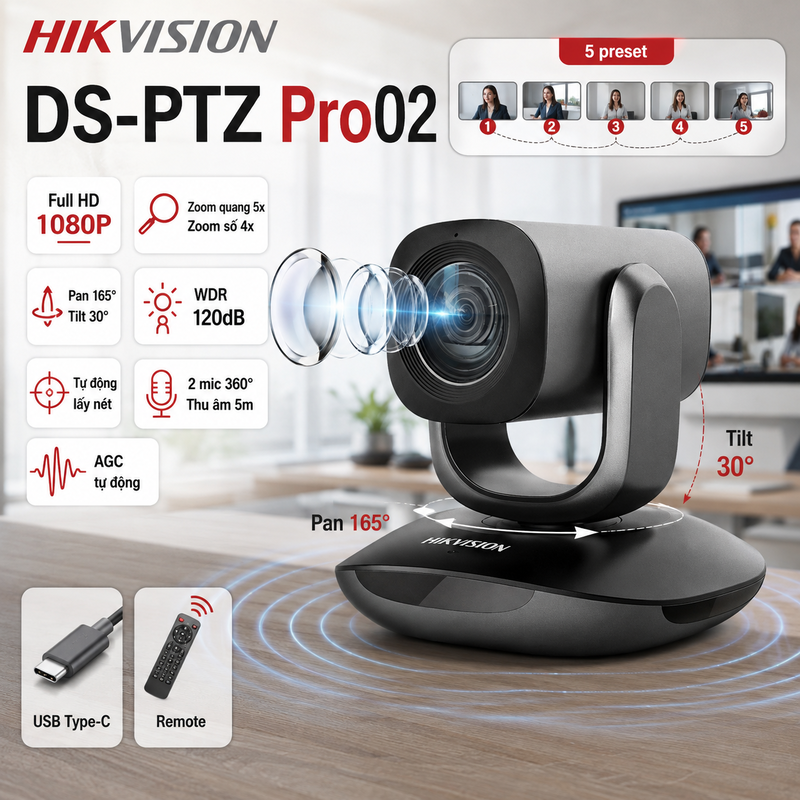 Webcam hội nghị Hikvision DS-PTZ Pro02