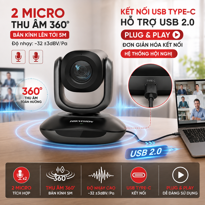 Webcam hội nghị Hikvision DS-PTZ Pro02