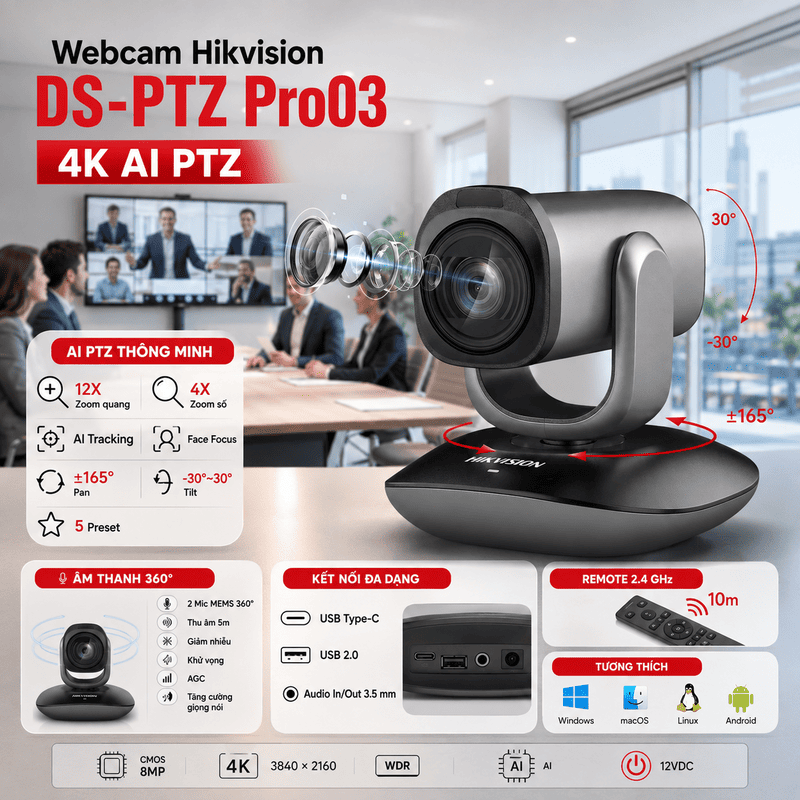 Webcam hội nghị Hikvision DS-PTZ Pro03