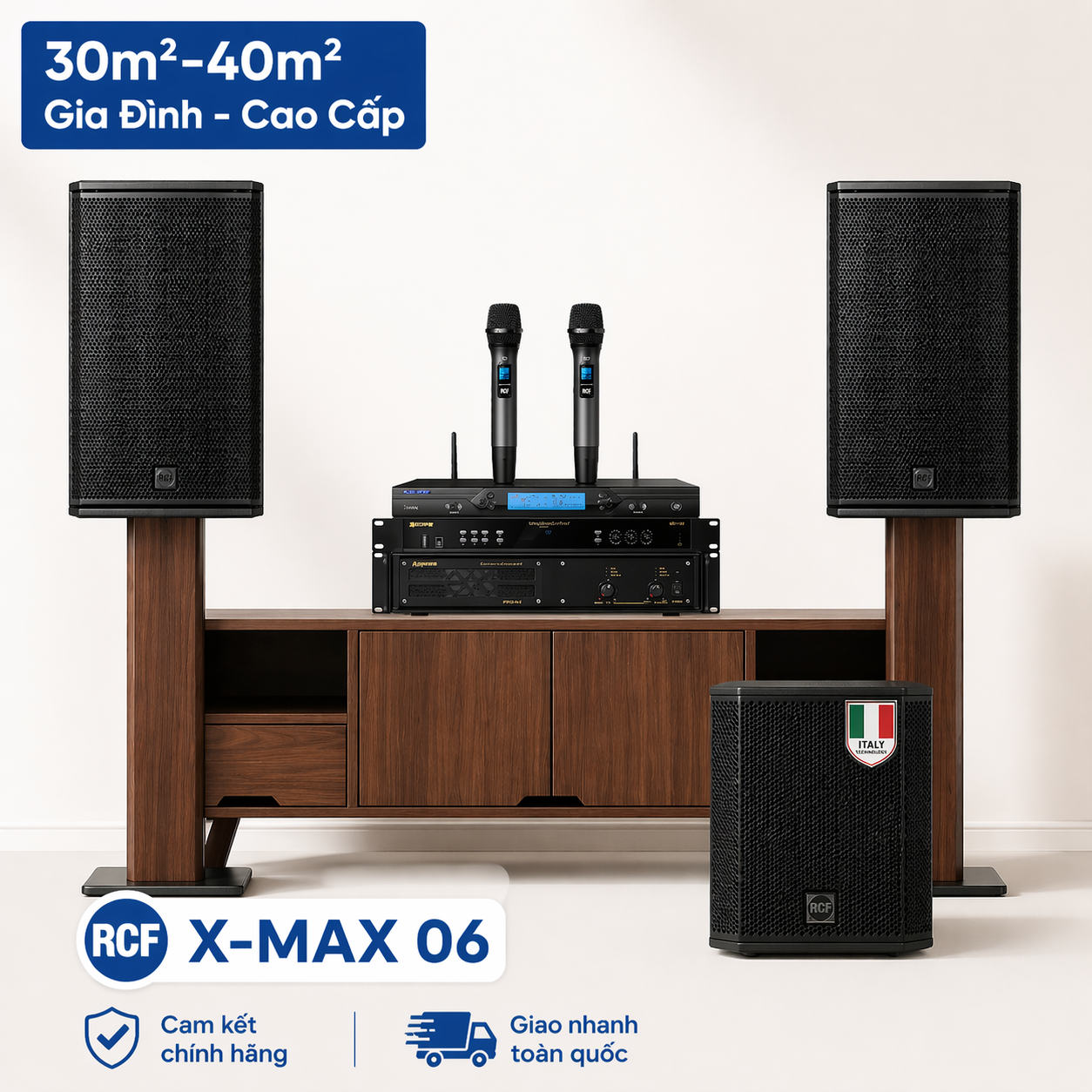 Dàn karaoke cao cấp RCF X-MAX 06 (RCF X MAX 12, BIK VM620A, BIK BPR-5800, BIK BBK-W25A, Baiervires BS9800)
