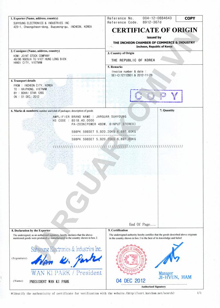 CO amply Jarguar 203N ch&iacute;nh h&atilde;ng từ nh&agrave; sản xuất H&agrave;n Quốc