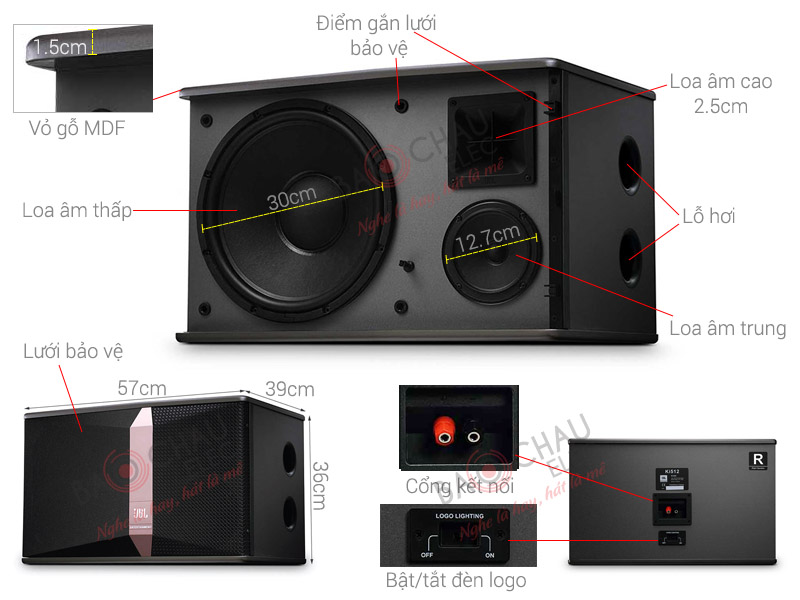 Ảnh kĩ thuật Loa karaoke JBL Ki512 (bass 30cm, Ba Sao)