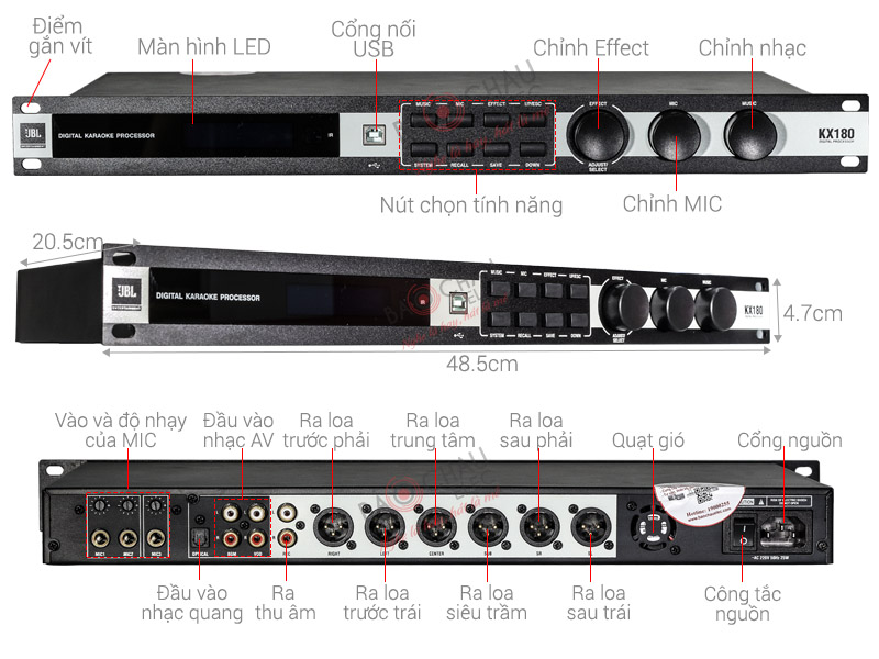 Ảnh kĩ thuật Mixer karaoke JBL KX180A (NK PGI)