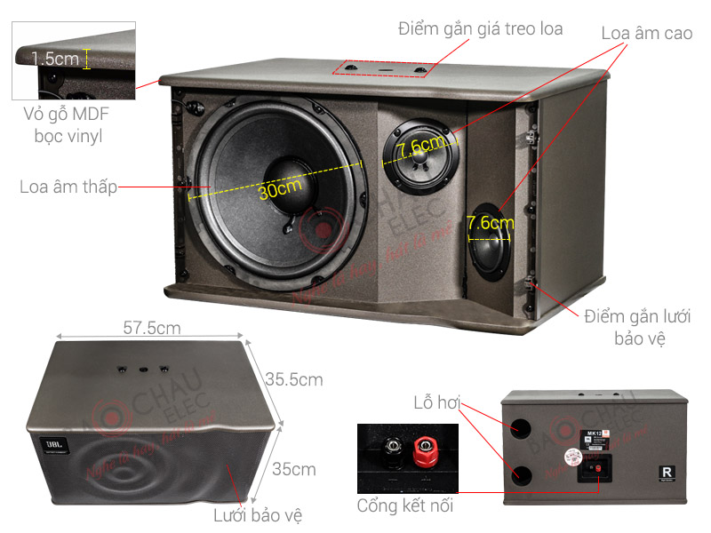 Ảnh kĩ thuật Loa karaoke JBL MK12 Ba Sao (bass 30cm)
