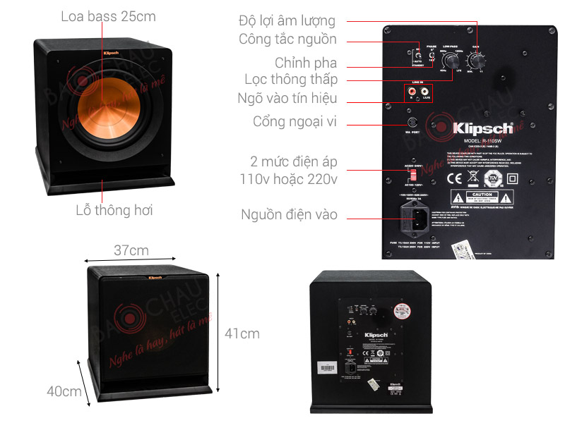 Ảnh kĩ thuật Loa Sub điện Klipsch R110SW (bass 25)