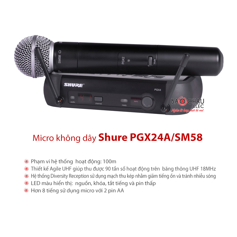 Micro Shure PGX24A/SM58 ch&iacute;nh h&atilde;ng gi&aacute; tốt