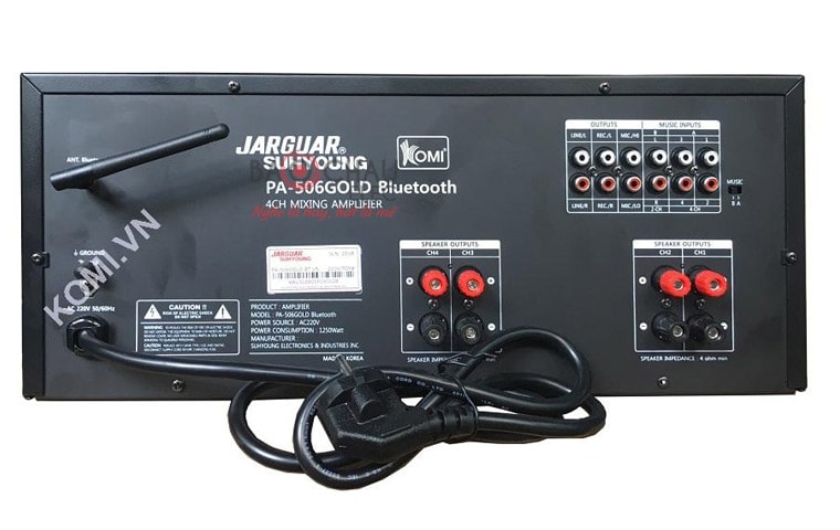 Amply Jarguar 506 Gold Bluetooth là dòng amply karaoke 4 kênh